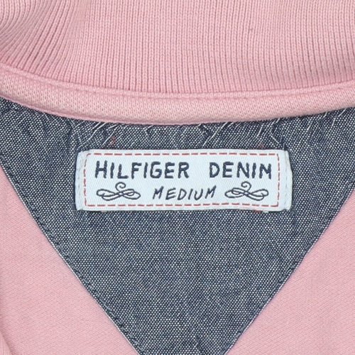 Hilfiger Denim Women's Pink Polo Shirt Medium Slim Fit Cotton