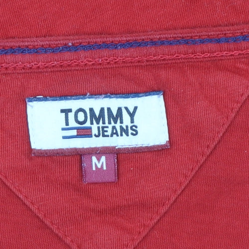 Tommy Jeans Women's Red V-Neck Cotton T-Shirt Size M