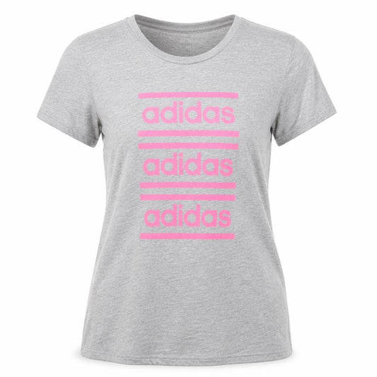 adidas Girls Grey Logo Short Sleeve T-Shirt Size M Lightweight Active Top