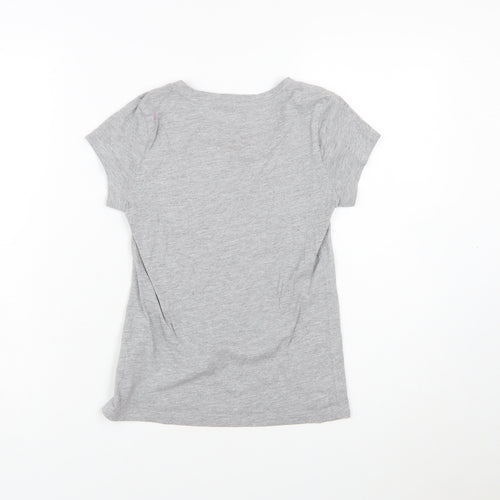 adidas Girls Grey Logo Short Sleeve T-Shirt Size M Lightweight Active Top