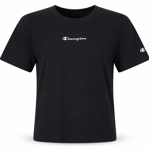Champion Girls Black Medium Logo Short Sleeve Cotton T-Shirt