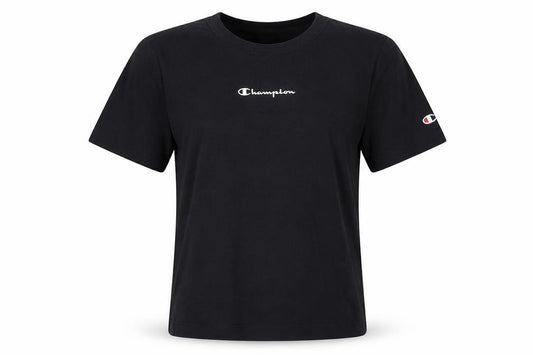 Champion Girls Black Medium Logo Short Sleeve Cotton T-Shirt