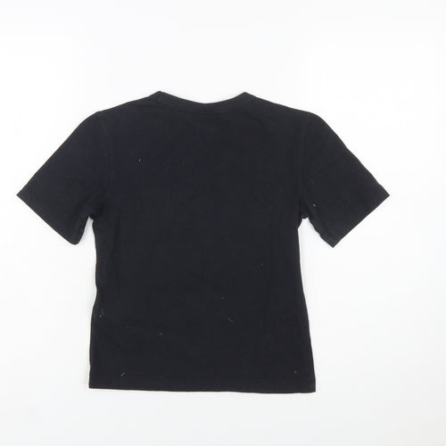 Champion Girls Black Medium Logo Short Sleeve Cotton T-Shirt