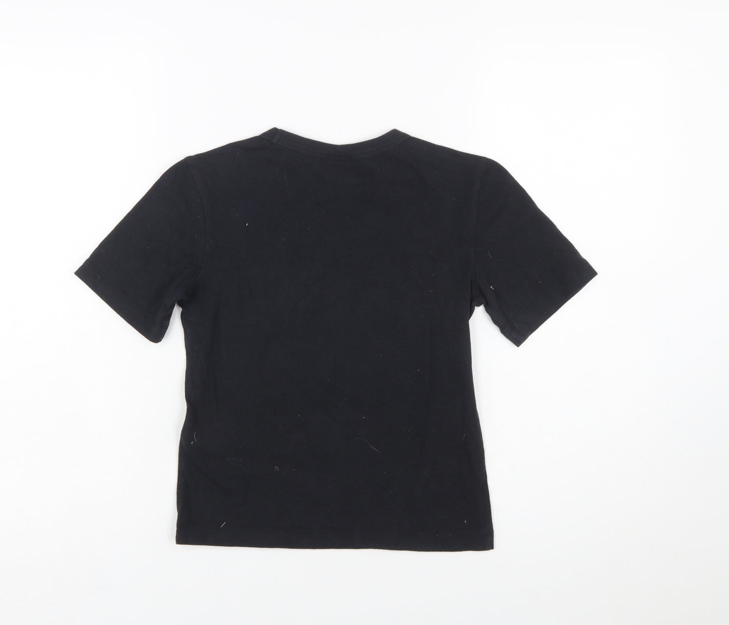 Champion Girls Black Medium Logo Short Sleeve Cotton T-Shirt