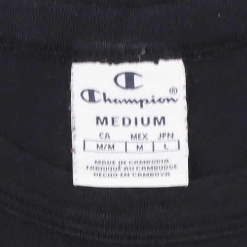 Champion Girls Black Medium Logo Short Sleeve Cotton T-Shirt