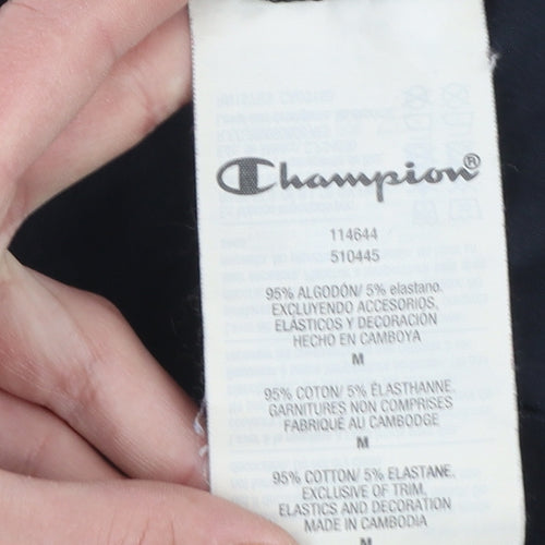 Champion Girls Black Medium Logo Short Sleeve Cotton T-Shirt