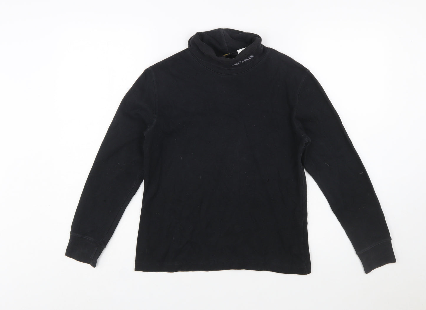 Harley-Davidson Women’s Black Roll Neck Long Sleeve Cotton Top Size S