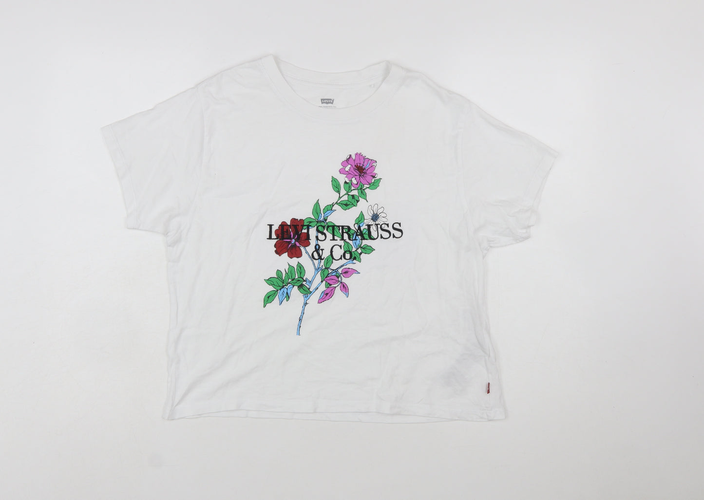 Levi's Women's White Floral Embroidered Cotton T-Shirt Size S