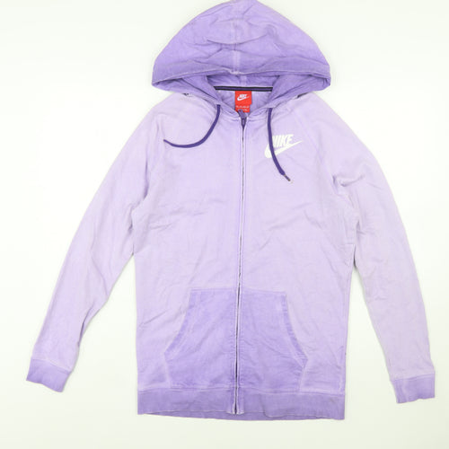 Nike Womens Purple Full Zip Hoodie XS Lightweight Cotton Blend