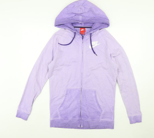Nike Womens Purple Full Zip Hoodie XS Lightweight Cotton Blend