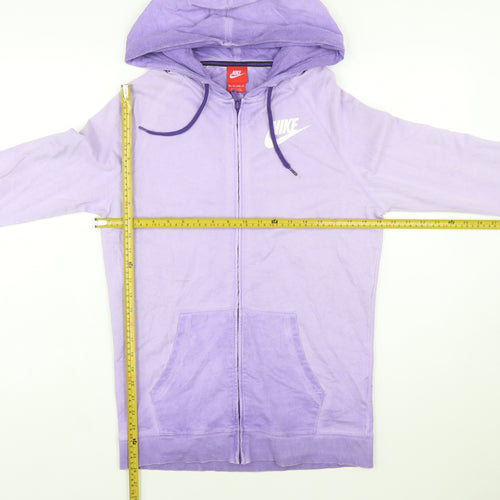 Nike Womens Purple Full Zip Hoodie XS Lightweight Cotton Blend