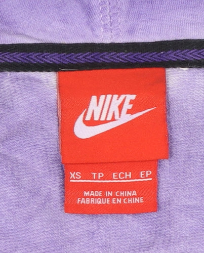 Nike Womens Purple Full Zip Hoodie XS Lightweight Cotton Blend