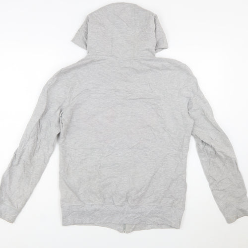 Adidas Women Grey Full Zip Hoodie with Purple Logo Size M