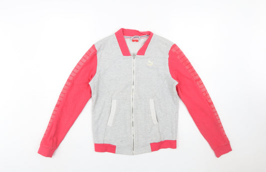Puma Womens Grey & Pink Full Zip Sweatshirt Size 10 UK