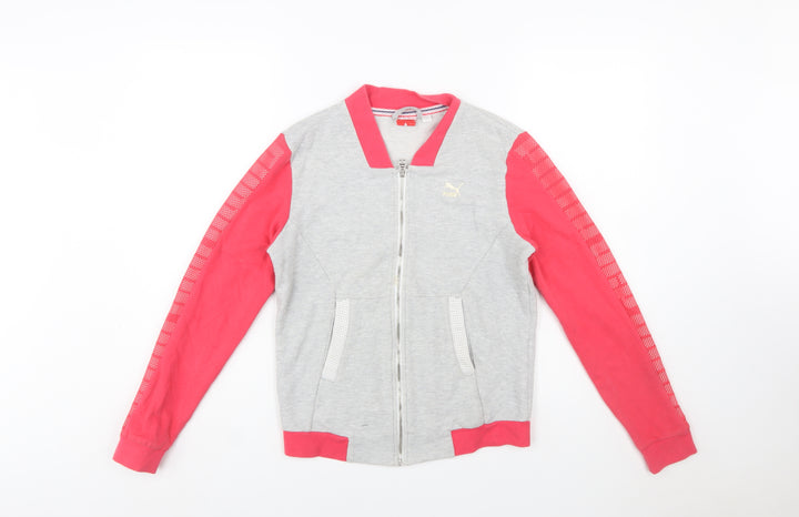 Puma Womens Grey & Pink Full Zip Sweatshirt Size 10 UK