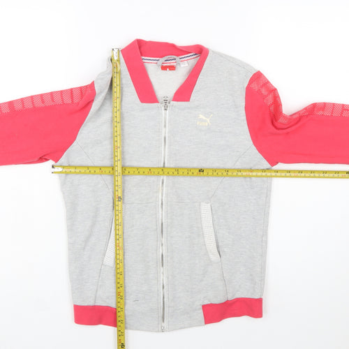 Puma Womens Grey & Pink Full Zip Sweatshirt Size 10 UK