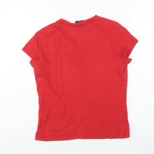 Champion Womens Red V-Neck Short Sleeve Cotton T-Shirt M