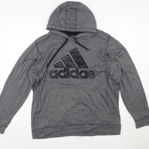 Adidas Men’s Grey 2XL Pullover Hoodie Sports Fleece Sweatshirt