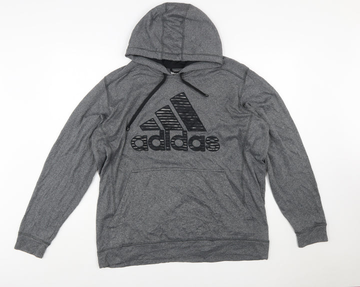 Adidas Men’s Grey 2XL Pullover Hoodie Sports Fleece Sweatshirt