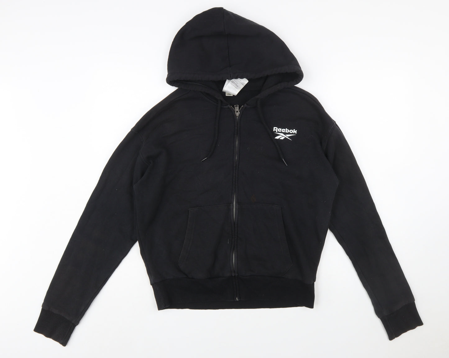 Reebok Womens Black Full Zip Hoodie Medium Hooded Sweatshirt