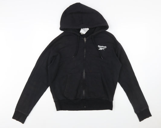 Reebok Womens Black Full Zip Hoodie Medium Hooded Sweatshirt