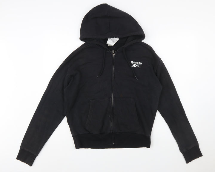 Reebok Womens Black Full Zip Hoodie Medium Hooded Sweatshirt
