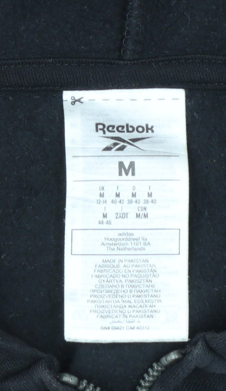 Reebok Womens Black Full Zip Hoodie Medium Hooded Sweatshirt