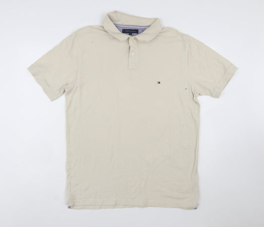 Tommy Hilfiger Men's Beige Slim Fit Cotton Polo Shirt XXL