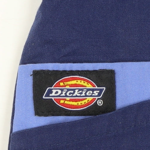 Dickies Women Blue Wrap V-Neck Short Sleeve Workwear Blouse XS