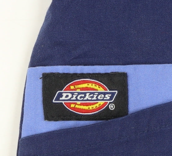 Dickies Women Blue Wrap V-Neck Short Sleeve Workwear Blouse XS