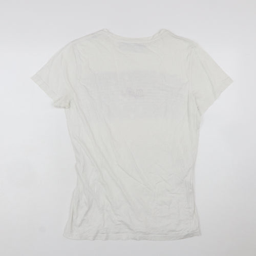 Desigual Women White Graphic Basic T-Shirt Size M