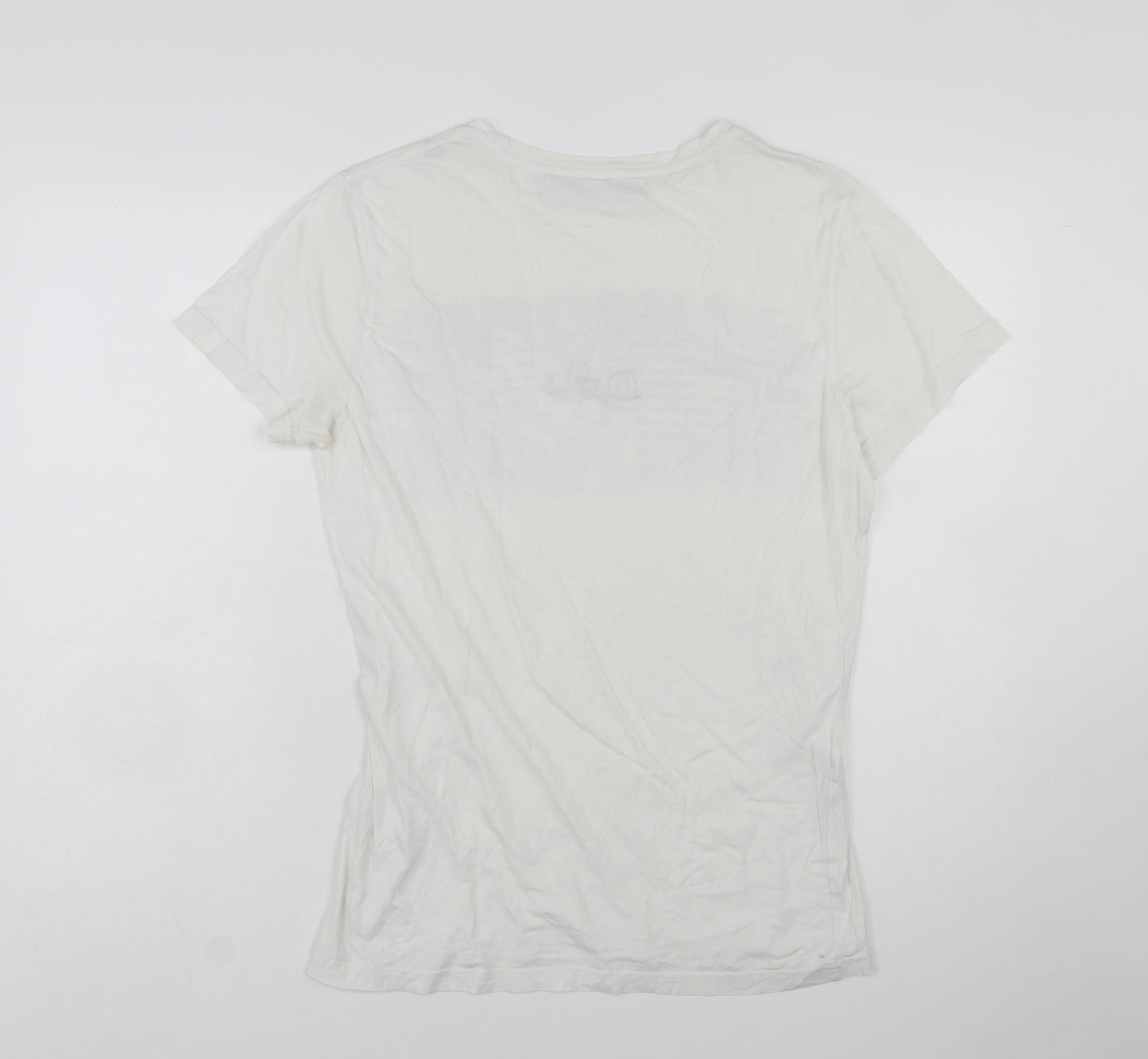 Desigual Women White Graphic Basic T-Shirt Size M
