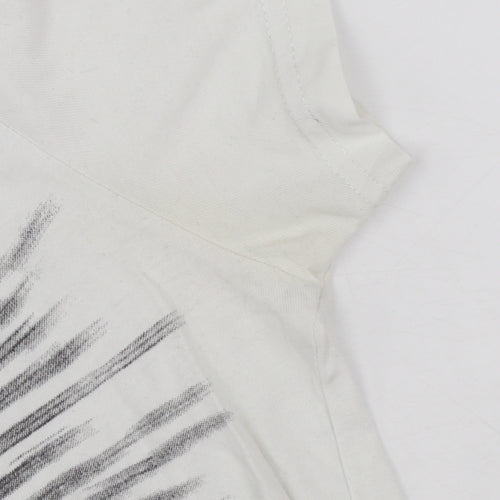 Desigual Women White Graphic Basic T-Shirt Size M
