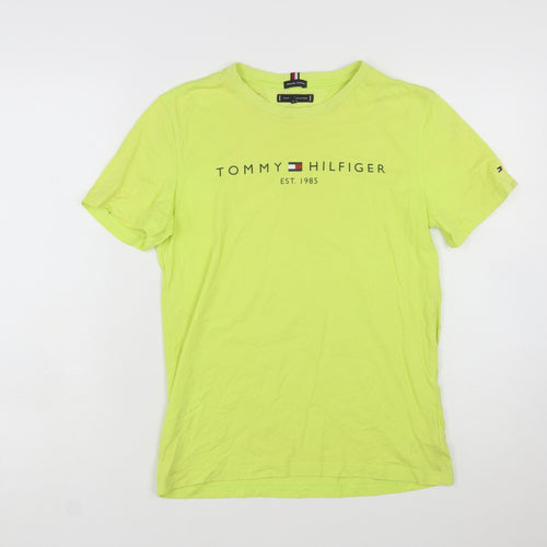Tommy Hilfiger Boys Yellow Organic Cotton Logo T-Shirt Size 164