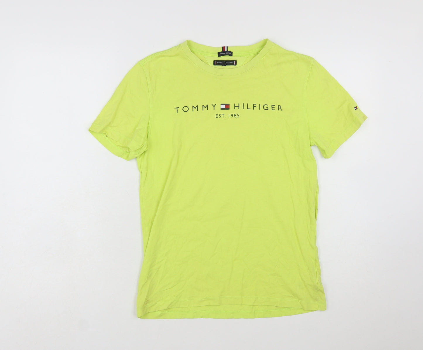 Tommy Hilfiger Boys Yellow Organic Cotton Logo T-Shirt Size 164