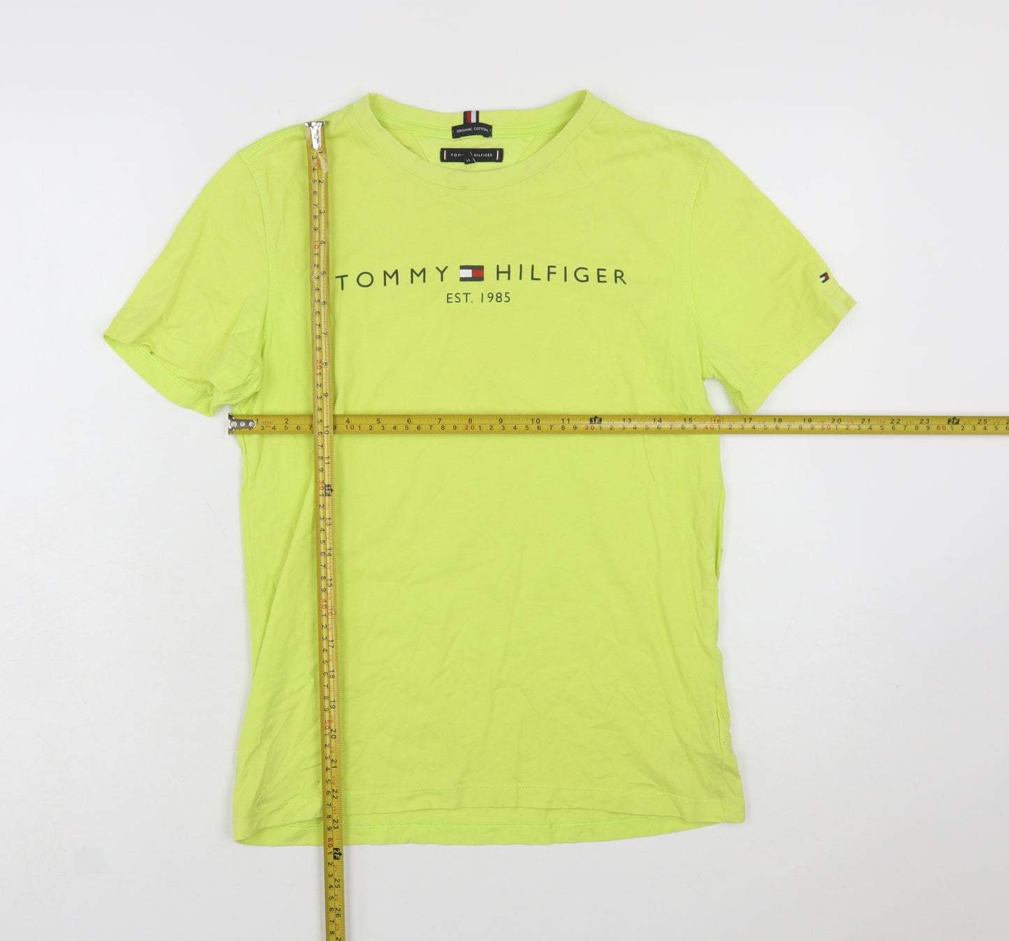 Tommy Hilfiger Boys Yellow Organic Cotton Logo T-Shirt Size 164