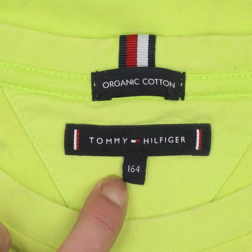 Tommy Hilfiger Boys Yellow Organic Cotton Logo T-Shirt Size 164