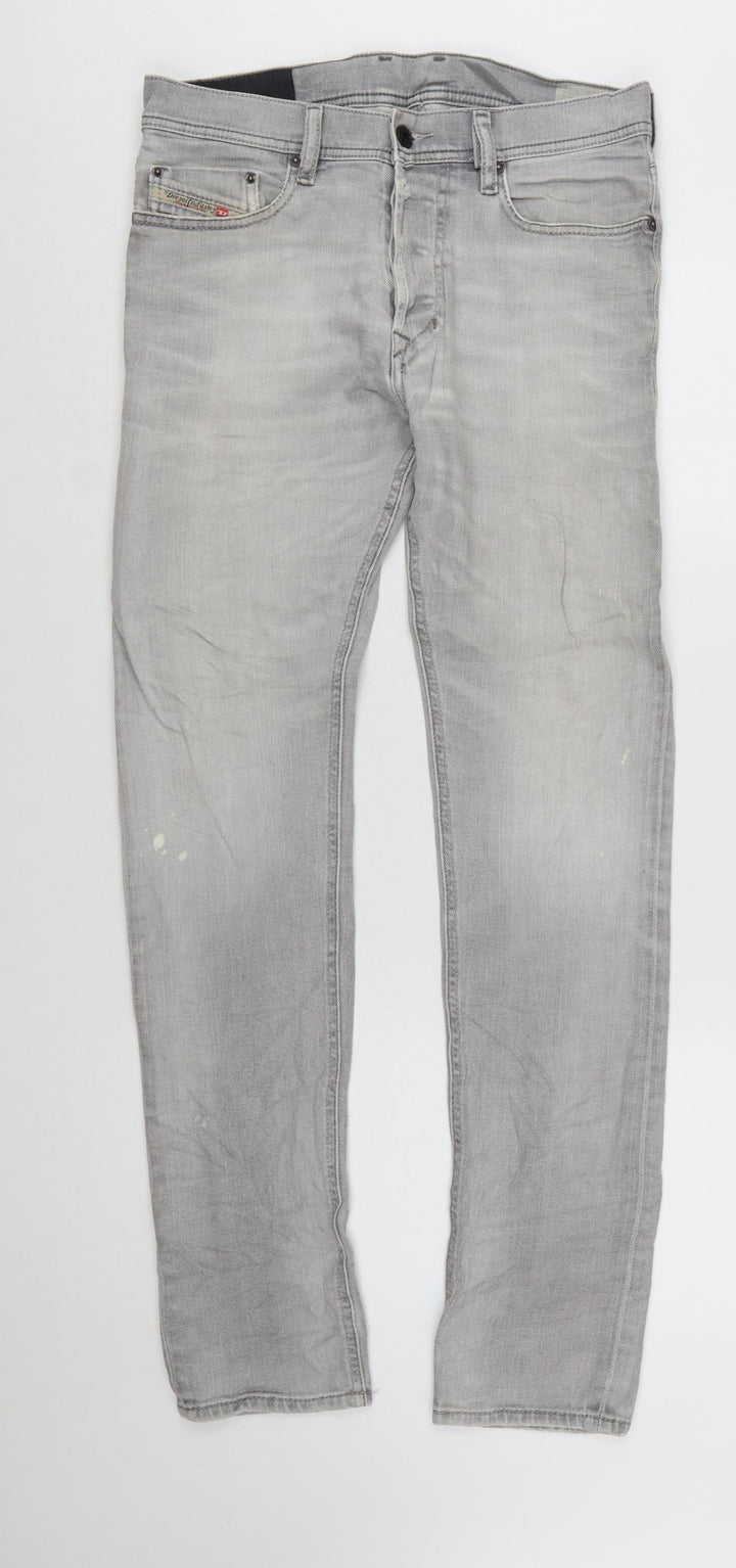 Diesel Industry Men's Grey Slim Fit Straight Leg Jeans Size 29
