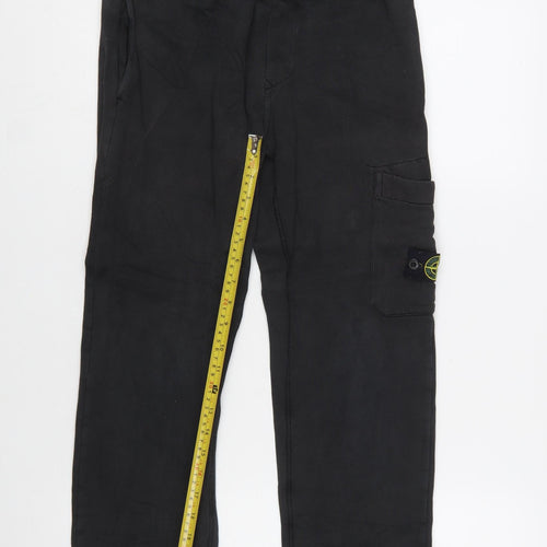 Stone Island Boys Black Cargo Trousers 12 Years Cotton Twill Joggers