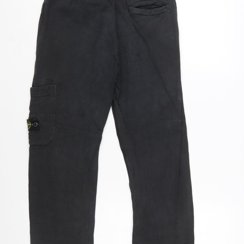 Stone Island Boys Black Cargo Trousers 12 Years Cotton Twill Joggers