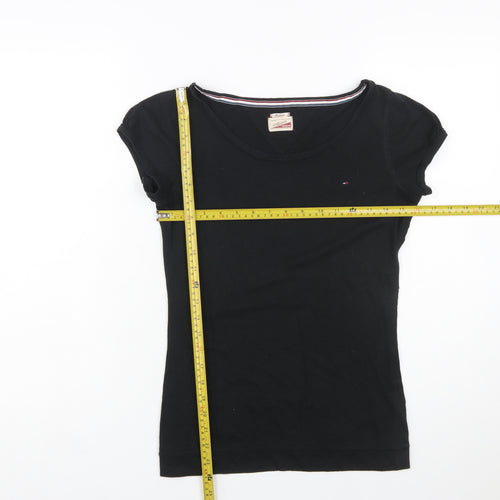 Tommy Hilfiger Women Black Basic Slim Fit Cotton T-Shirt M
