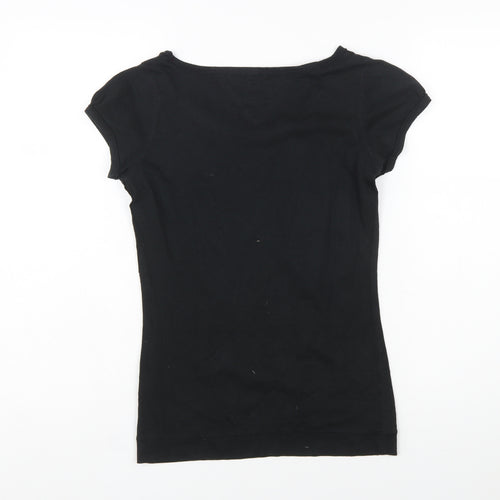 Tommy Hilfiger Women Black Basic Slim Fit Cotton T-Shirt M