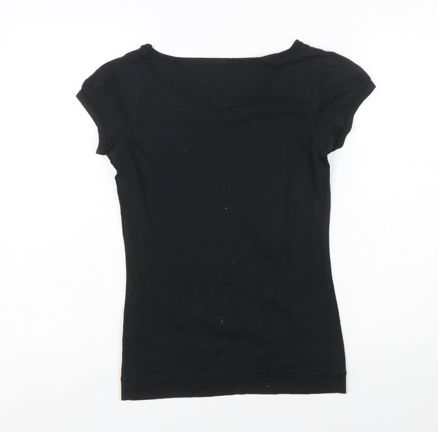 Tommy Hilfiger Women Black Basic Slim Fit Cotton T-Shirt M