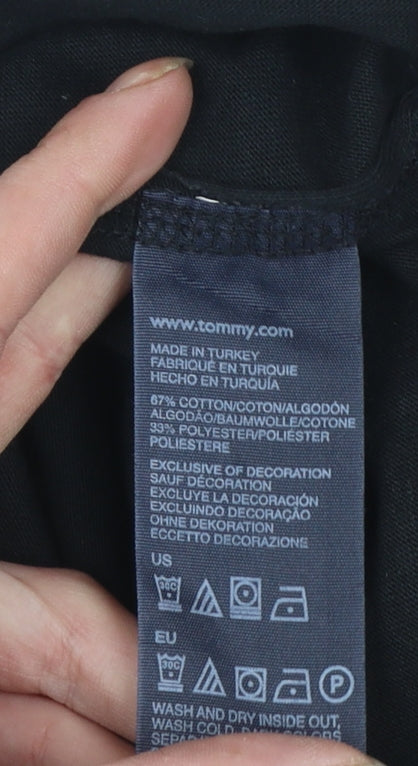 Tommy Hilfiger Women Black Basic Slim Fit Cotton T-Shirt M