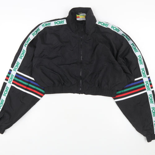 Forever 21 Women’s Black Cropped Bomber Jacket M Sports Retro Style