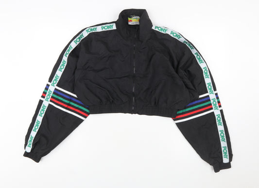 Forever 21 Women’s Black Cropped Bomber Jacket M Sports Retro Style