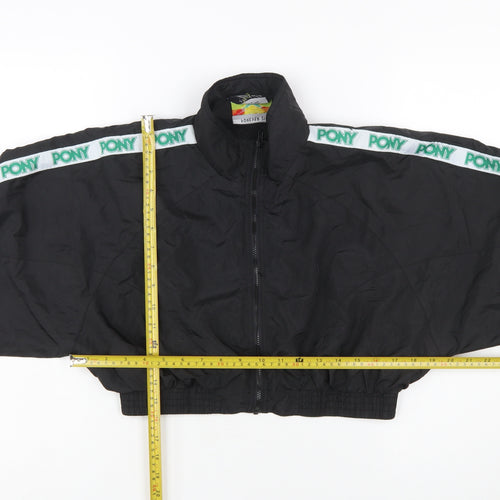 Forever 21 Women’s Black Cropped Bomber Jacket M Sports Retro Style