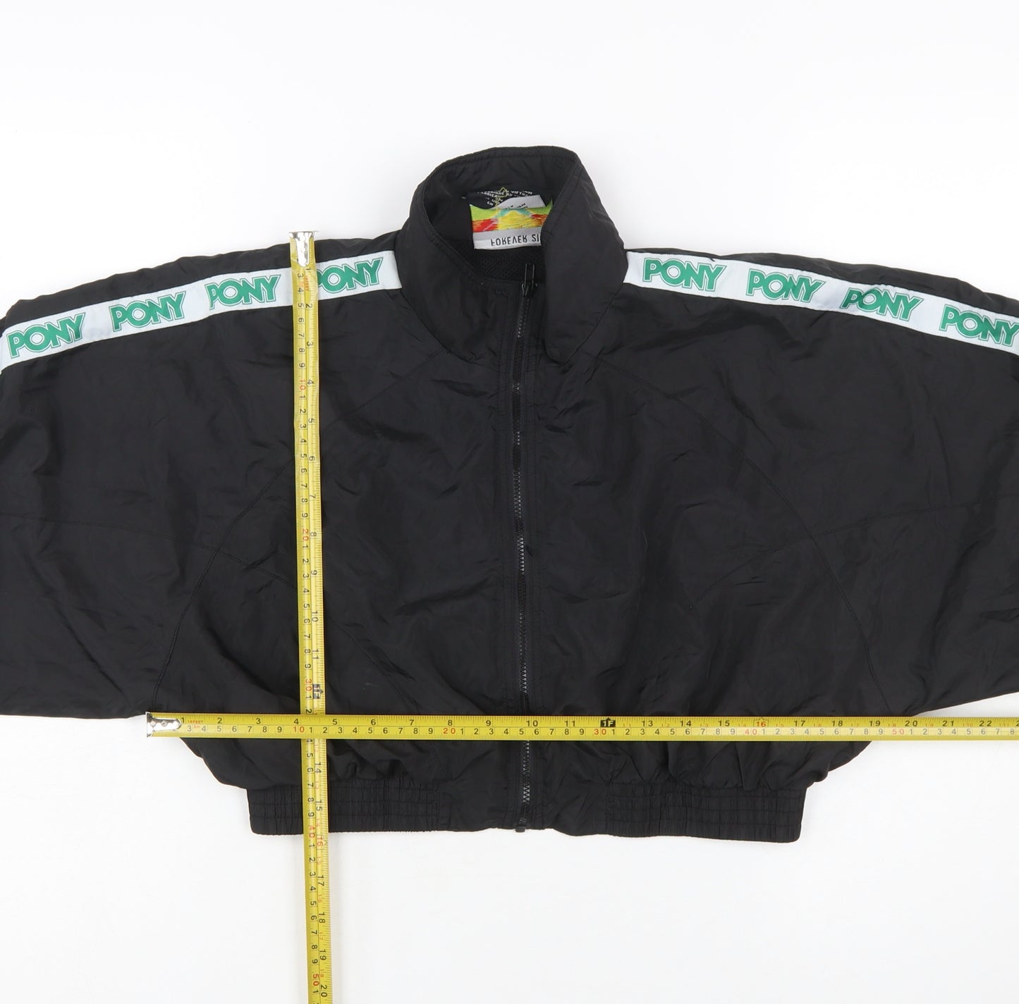 Forever 21 Women’s Black Cropped Bomber Jacket M Sports Retro Style