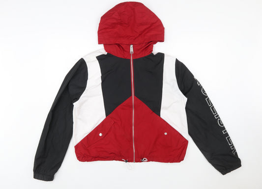 Hollister Women Multicoloured L Windbreaker Jacket Hooded Logo Zip