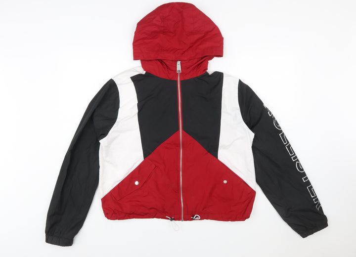 Hollister Women Multicoloured L Windbreaker Jacket Hooded Logo Zip